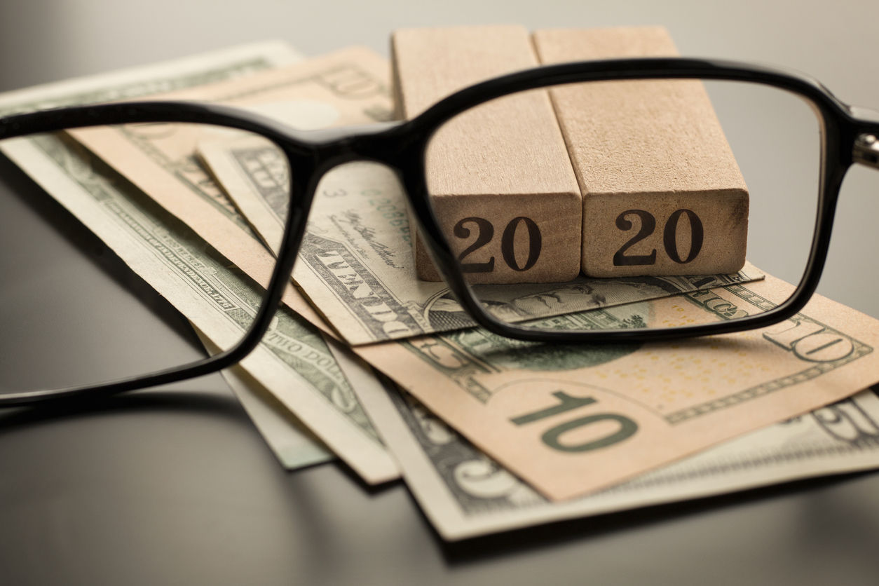 Tax planning concept 2020 for business, finance, banking, budgeting, economic topics.
